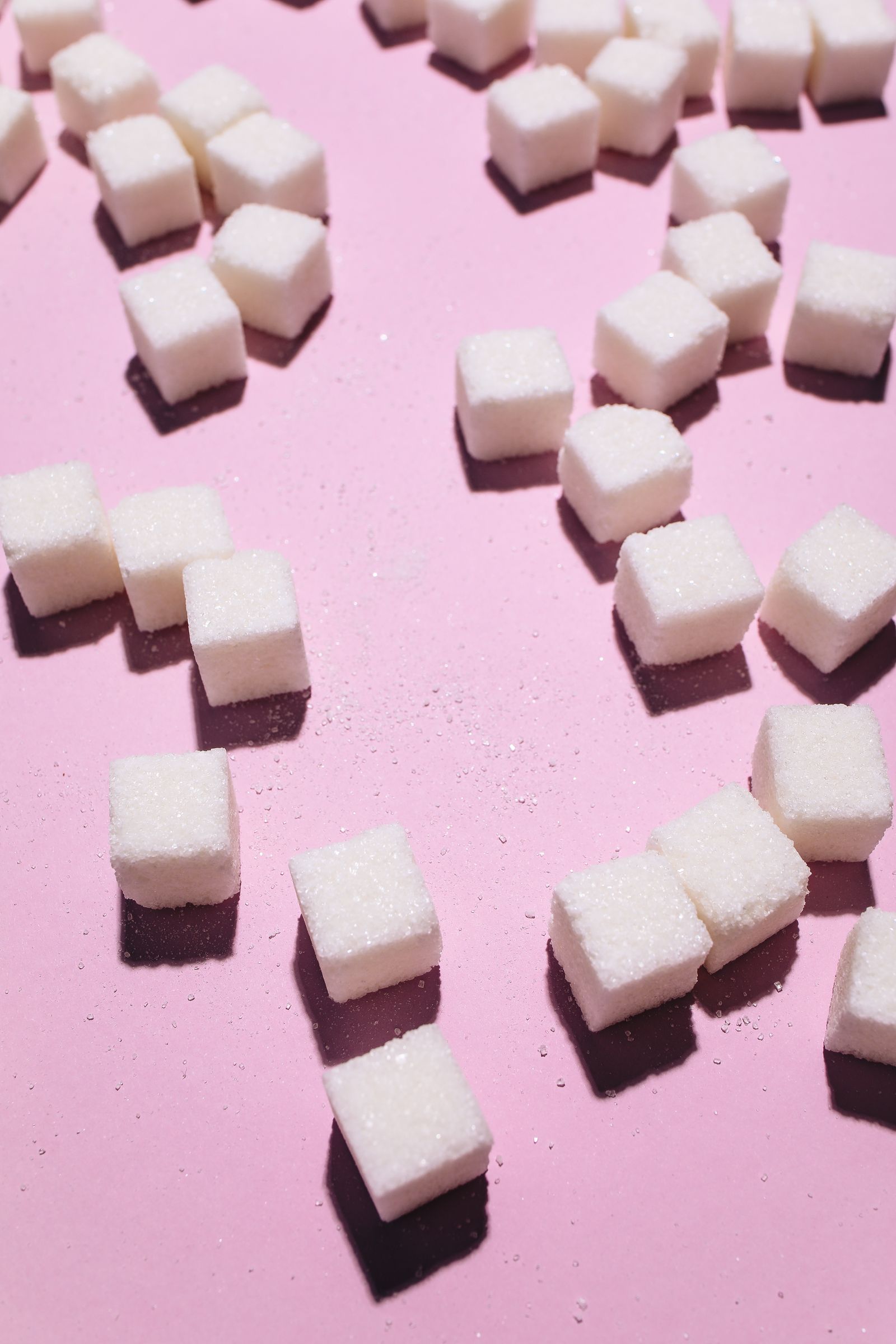 White sugar cubes close-up