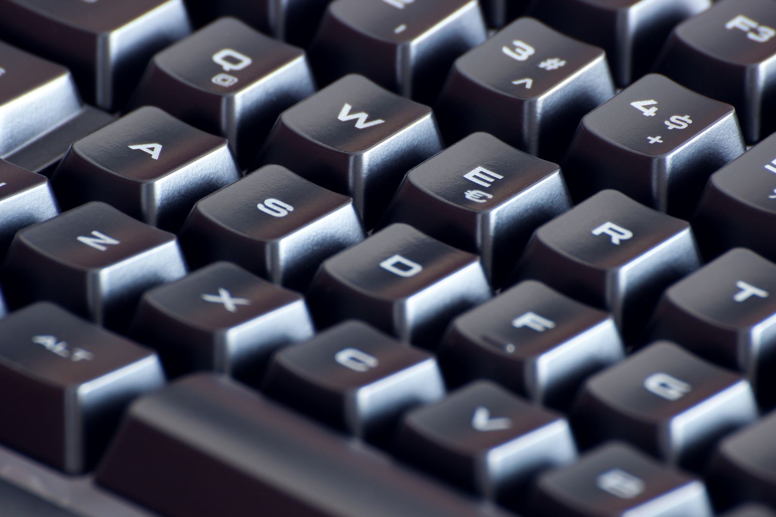 Computer keyboard keys in close-up
