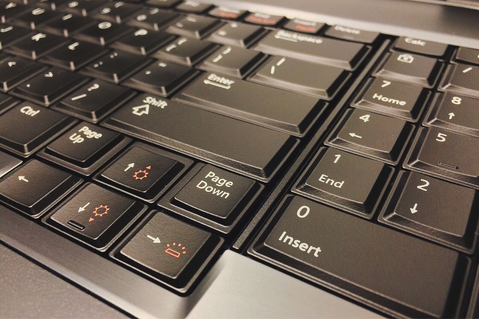 Computer keyboard keys in close-up