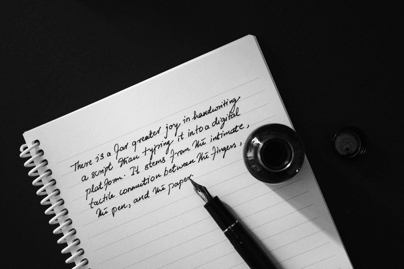 Elegant handwriting with a fountain pen on paper