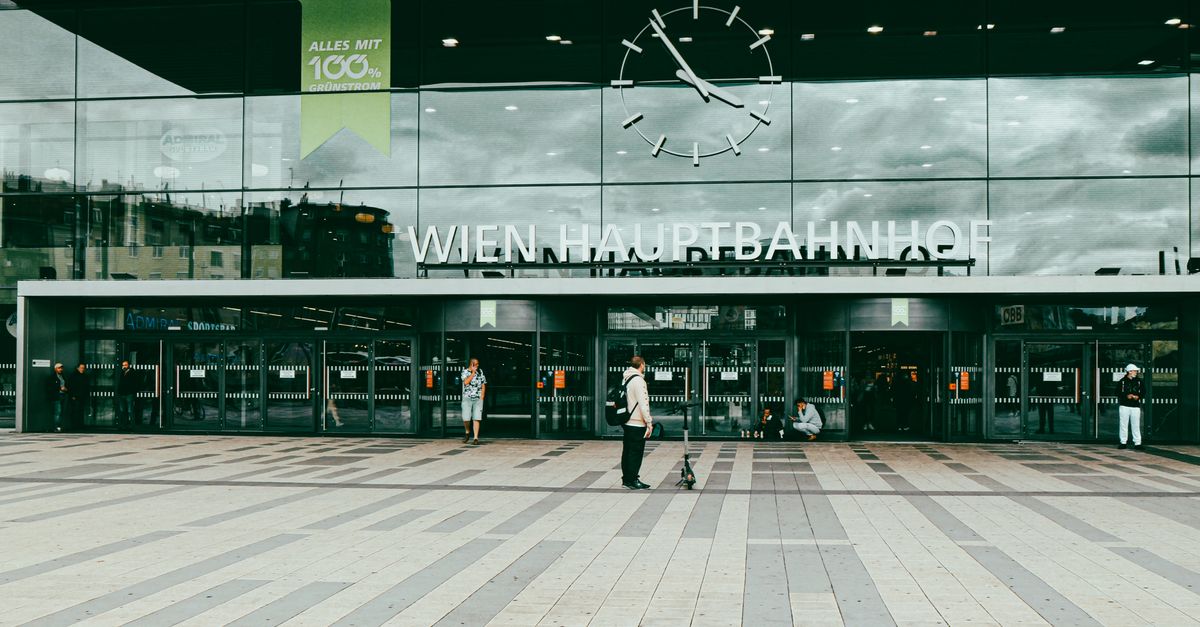 Entrance of Wien Hauptbahnhof main station