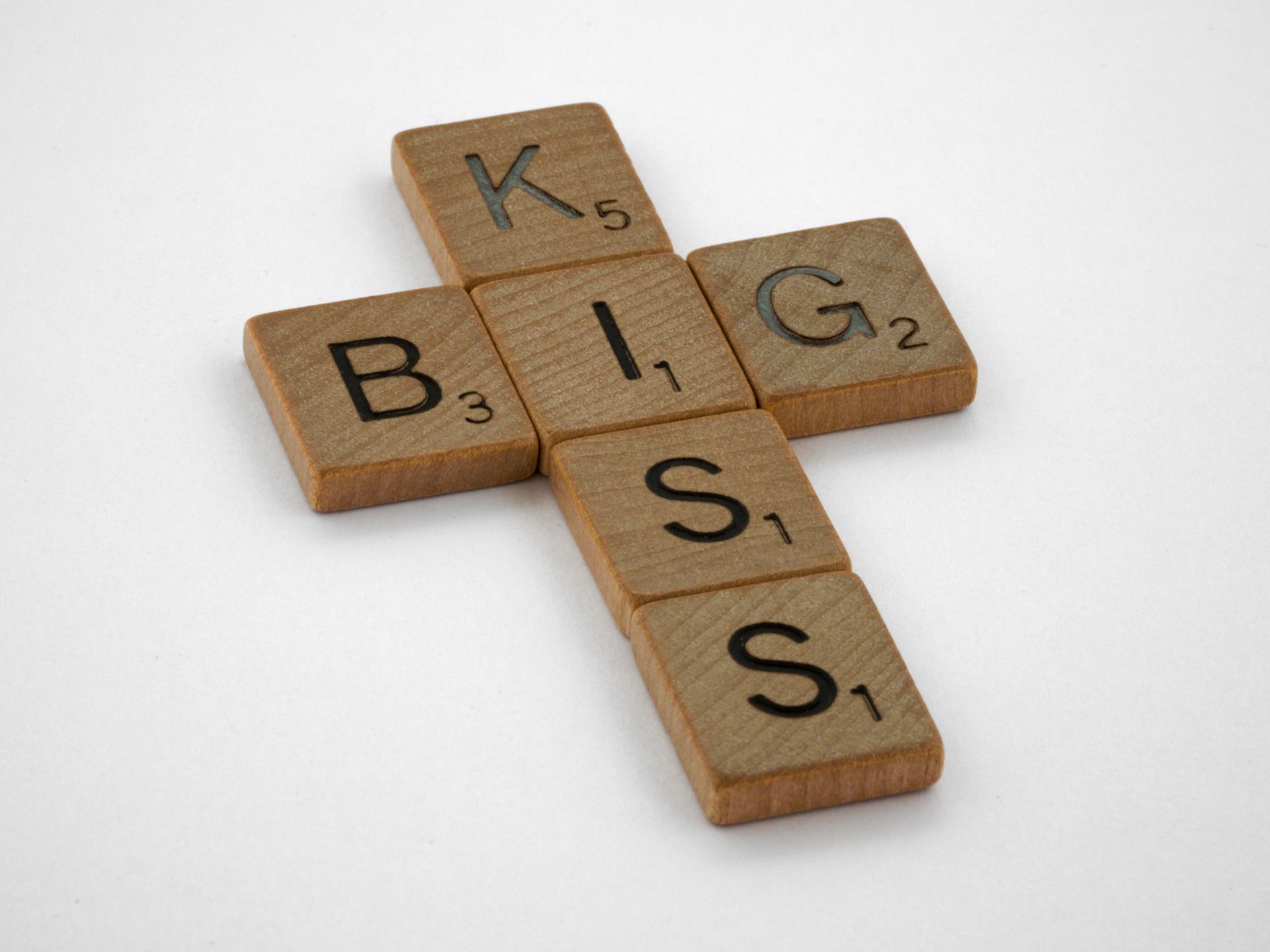Scrabble tiles spelling words on a white surface