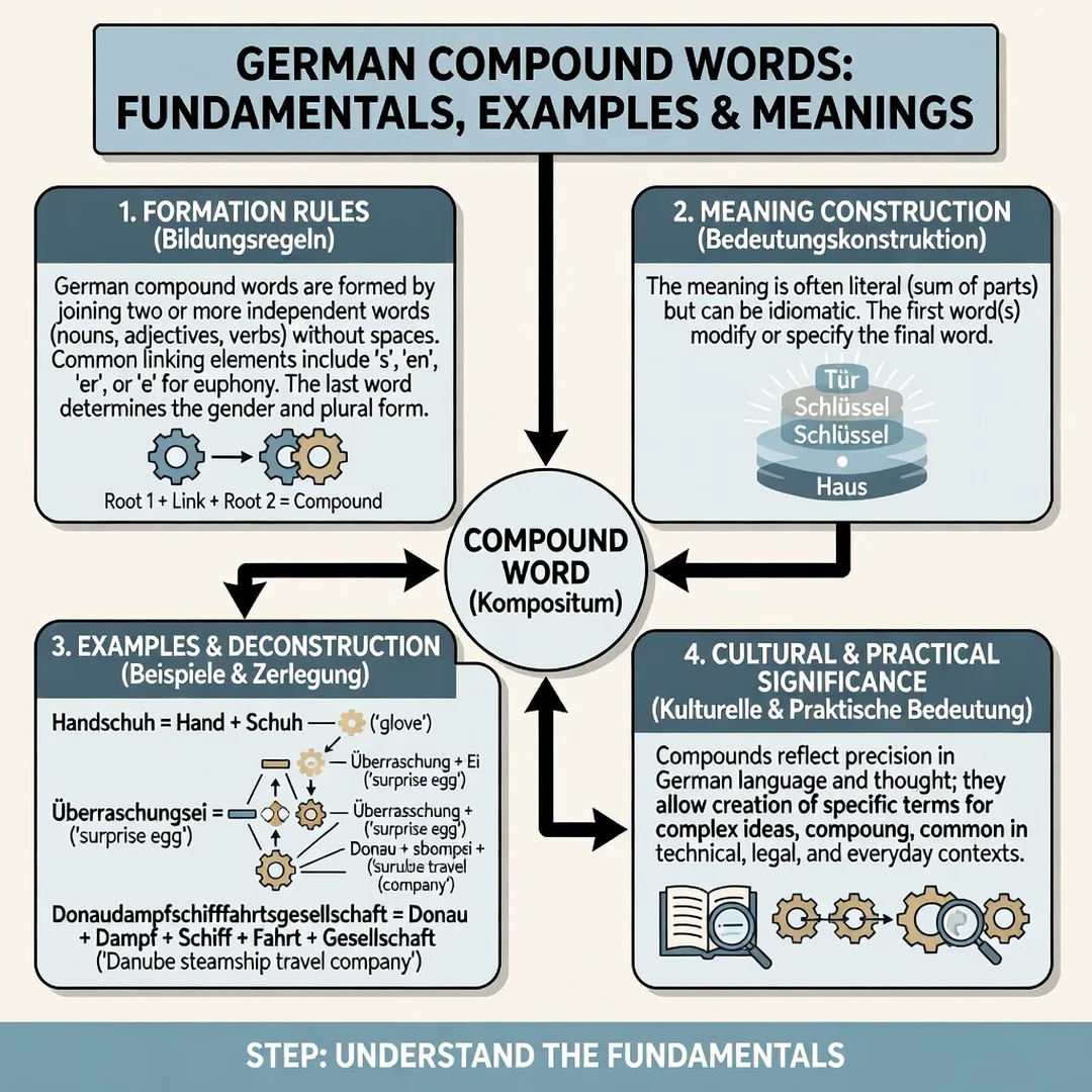 Step 1: Illustration for step: Understand the fundamentals related to German Compound Words: Examples and Th
