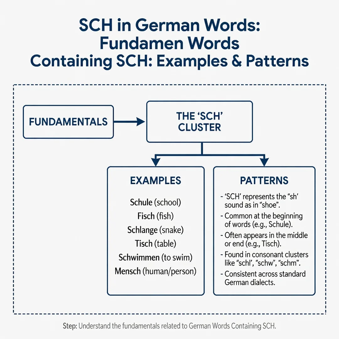 Step 1: Illustration for step: Understand the fundamentals related to German Words Containing SCH: Examples