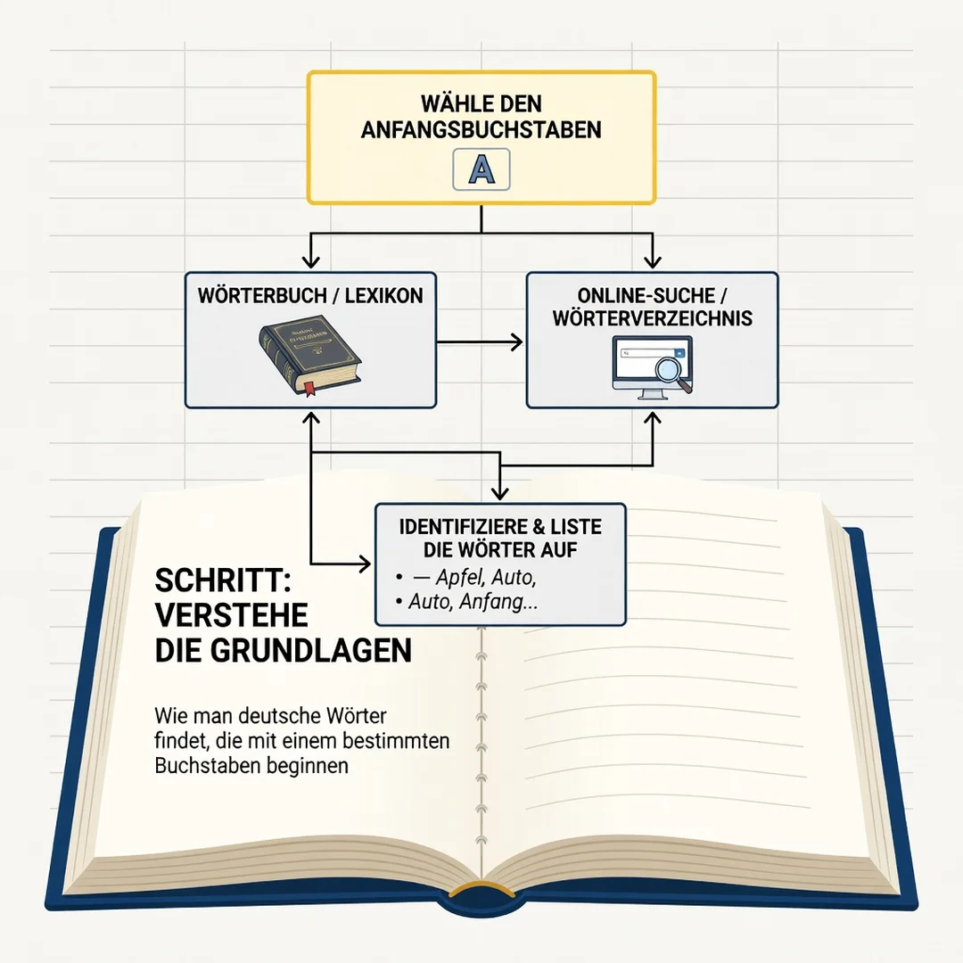 Step 1: Illustration for step: Understand the fundamentals related to How to Find German Words Starting With