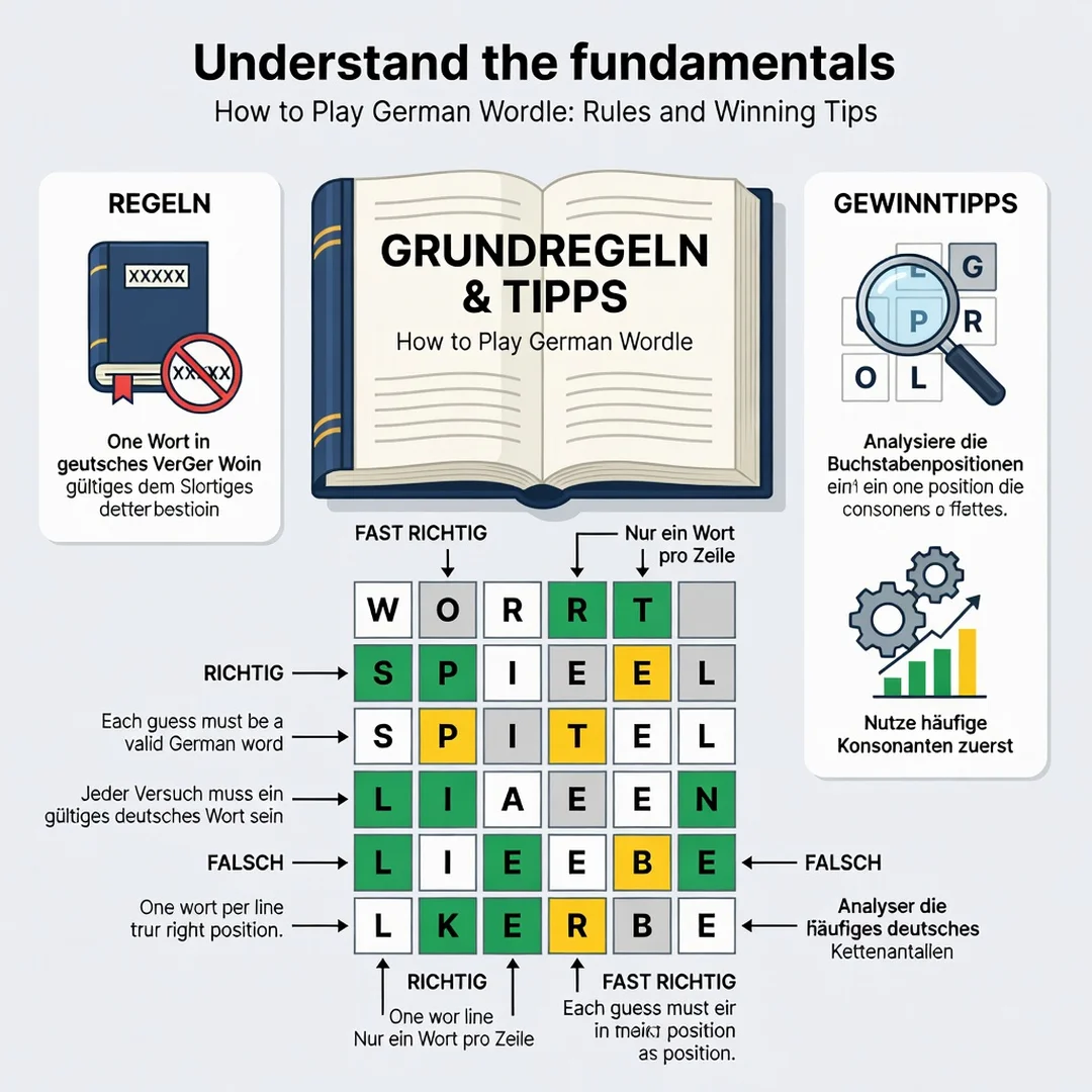 Step 1: Illustration for step: Understand the fundamentals related to How to Play German Wordle: Rules and W