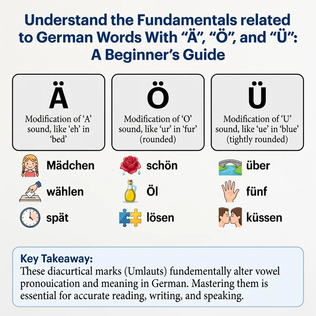 Step 1: Illustration for step: Understand the fundamentals related to German Words With Ä, Ö, and Ü: A Begin