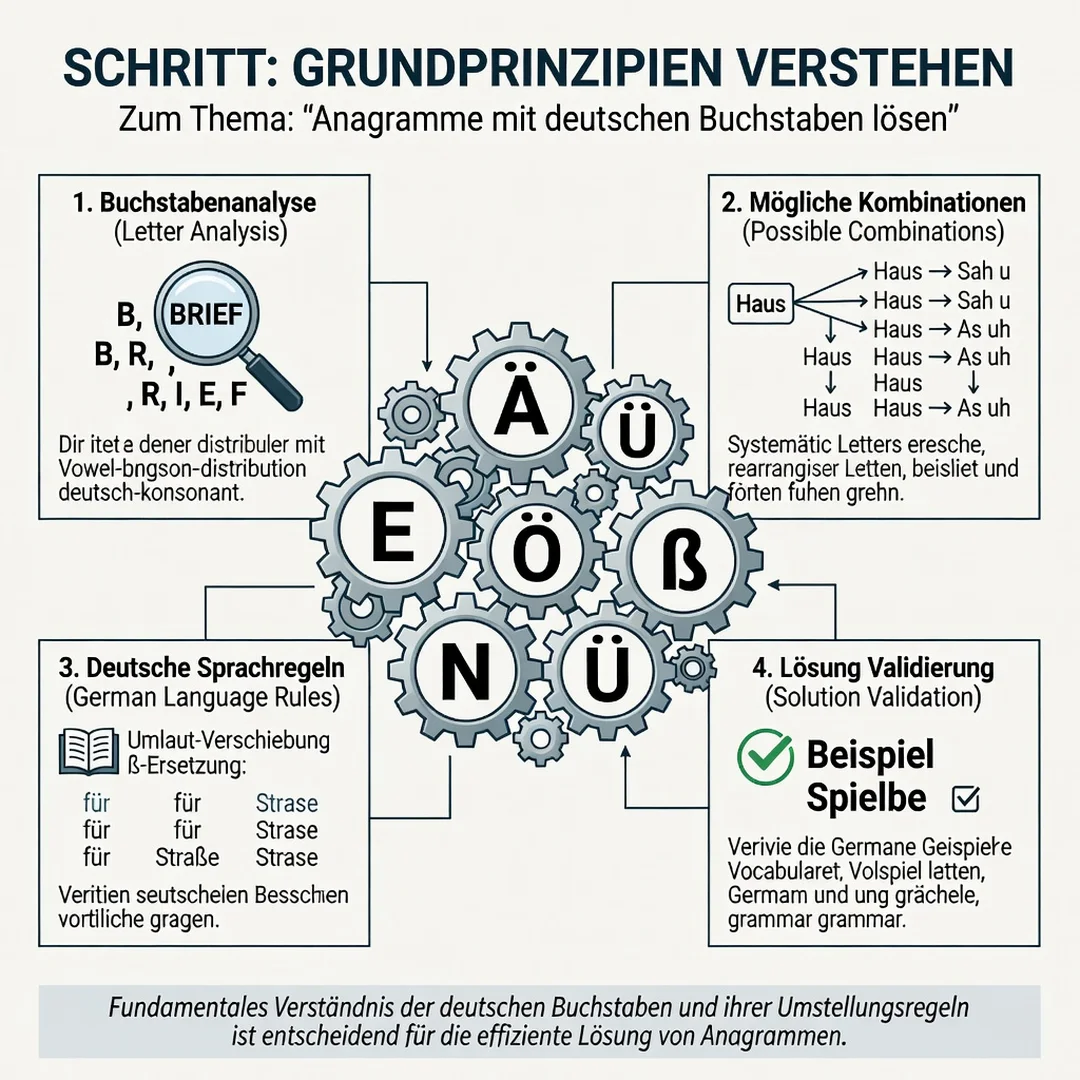 Step 1: Illustration for step: Understand the fundamentals related to How to Solve Anagrams Using German Let