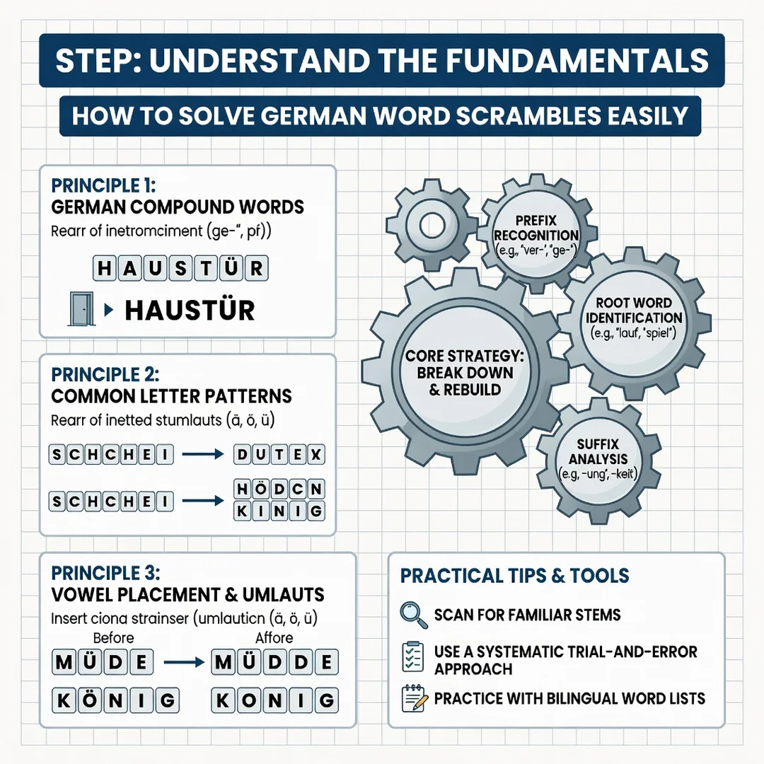 Step 1: Illustration for step: Understand the fundamentals related to How to Solve German Word Scrambles Eas
