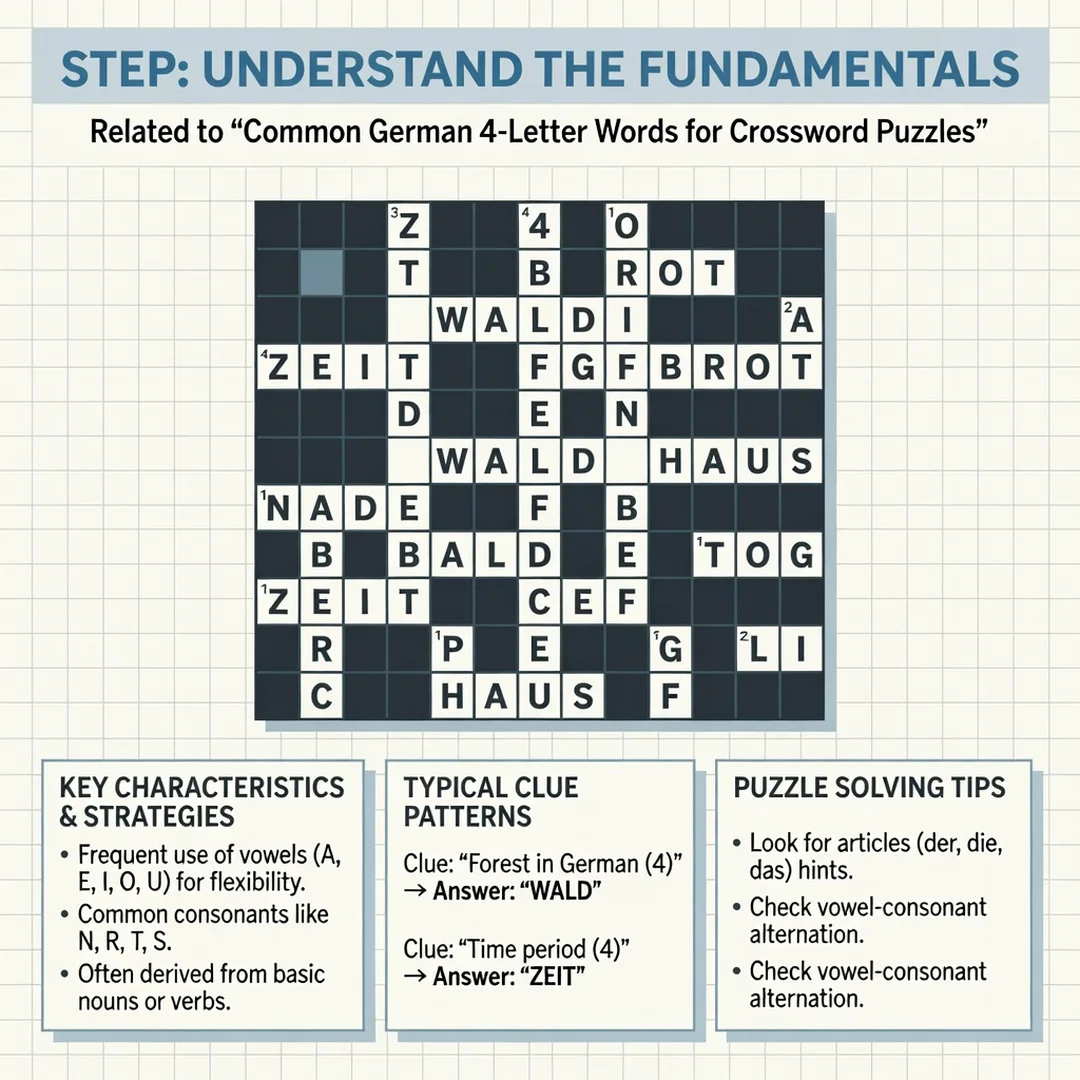 Step 1: Illustration for step: Understand the fundamentals related to Common German 4-Letter Words for Cross