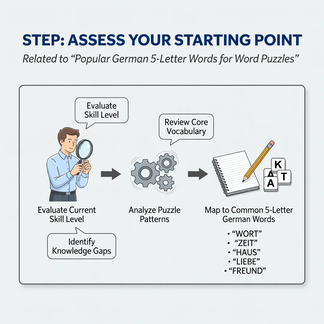 Step 2: Illustration for step: Assess your starting point related to Popular German 5-Letter Words for Word