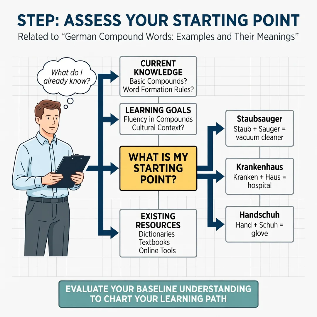 Step 2: Illustration for step: Assess your starting point related to German Compound Words: Examples and The