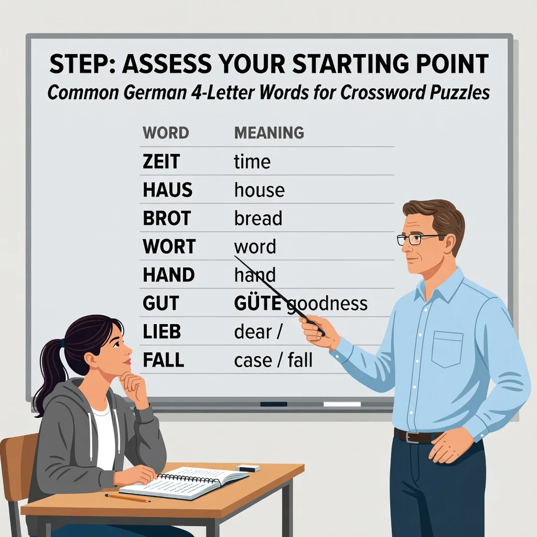 Step 2: Illustration for step: Assess your starting point related to Common German 4-Letter Words for Crossw