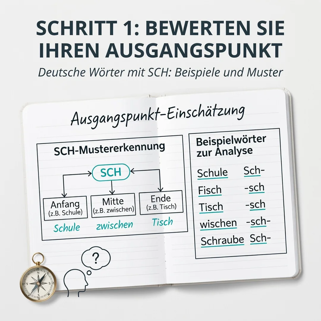 Step 2: Illustration for step: Assess your starting point related to German Words Containing SCH: Examples a