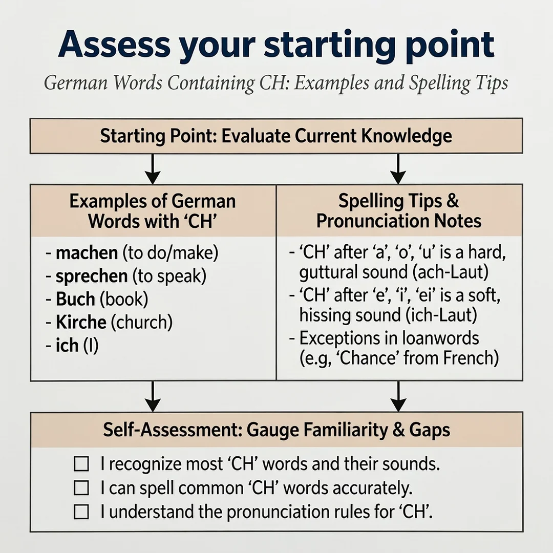 Step 2: Illustration for step: Assess your starting point related to German Words Containing CH: Examples an