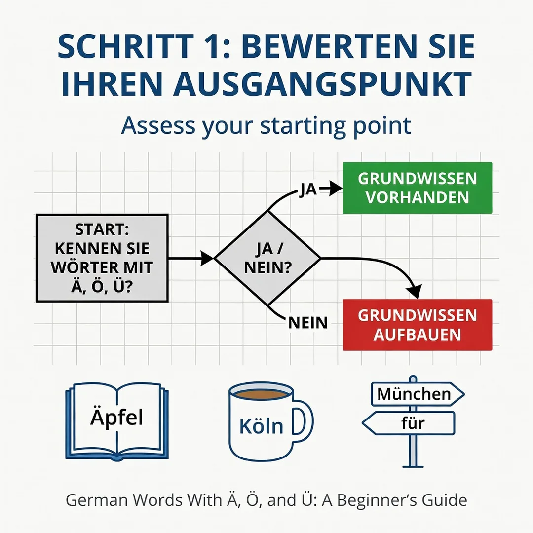 Step 2: Illustration for step: Assess your starting point related to German Words With Ä, Ö, and Ü: A Beginn