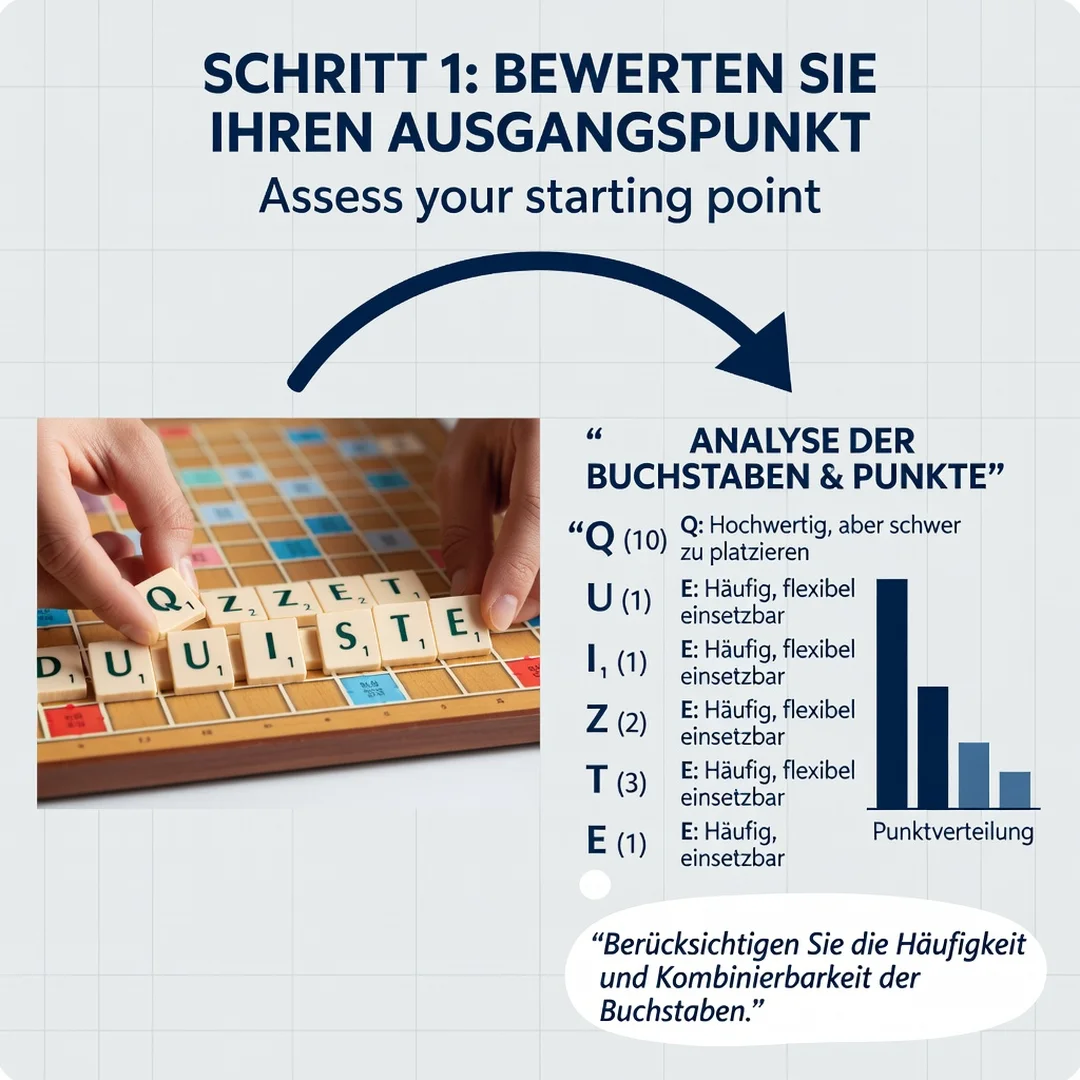 Step 2: Illustration for step: Assess your starting point related to How to Find German Scrabble Words From