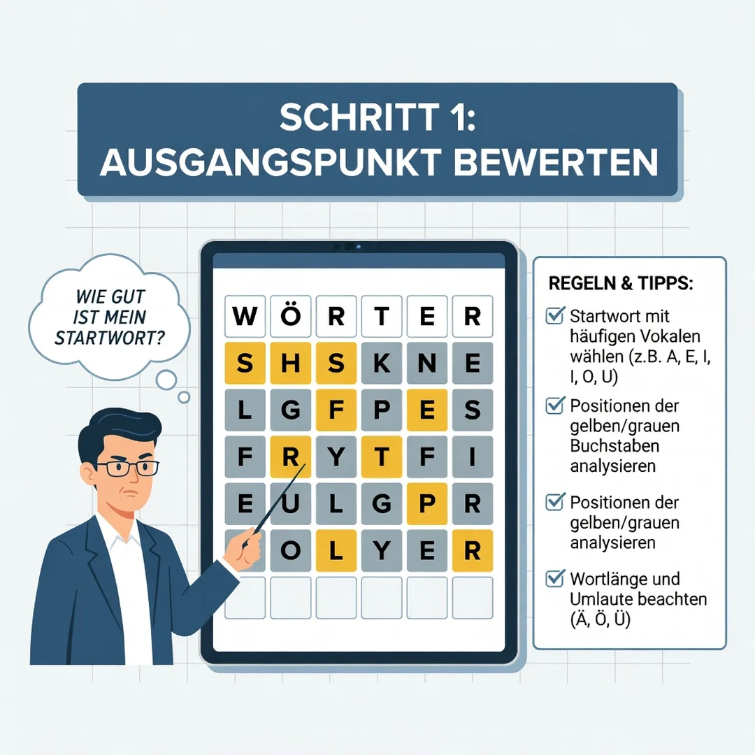Step 2: Illustration for step: Assess your starting point related to How to Play German Wordle: Rules and Wi