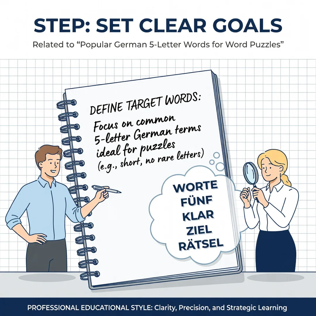Step 3: Illustration for step: Set clear goals related to Popular German 5-Letter Words for Word Puzzles, pr