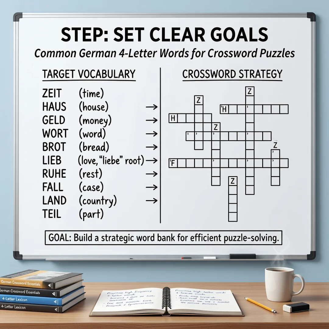 Step 3: Illustration for step: Set clear goals related to Common German 4-Letter Words for Crossword Puzzles