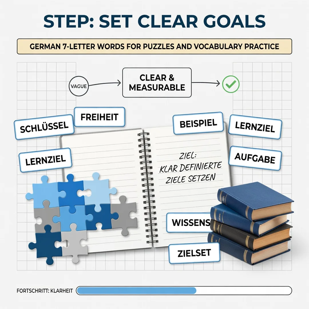 Step 3: Illustration for step: Set clear goals related to German 7-Letter Words for Puzzles and Vocabulary P