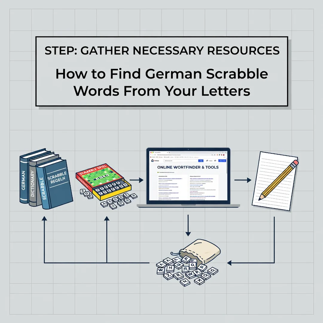Step 4: Illustration for step: Gather necessary resources related to How to Find German Scrabble Words From