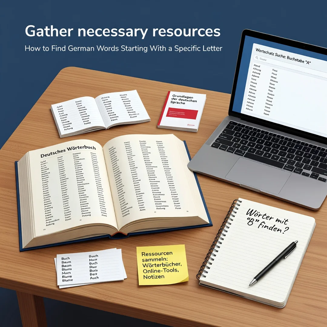Step 4: Illustration for step: Gather necessary resources related to How to Find German Words Starting With