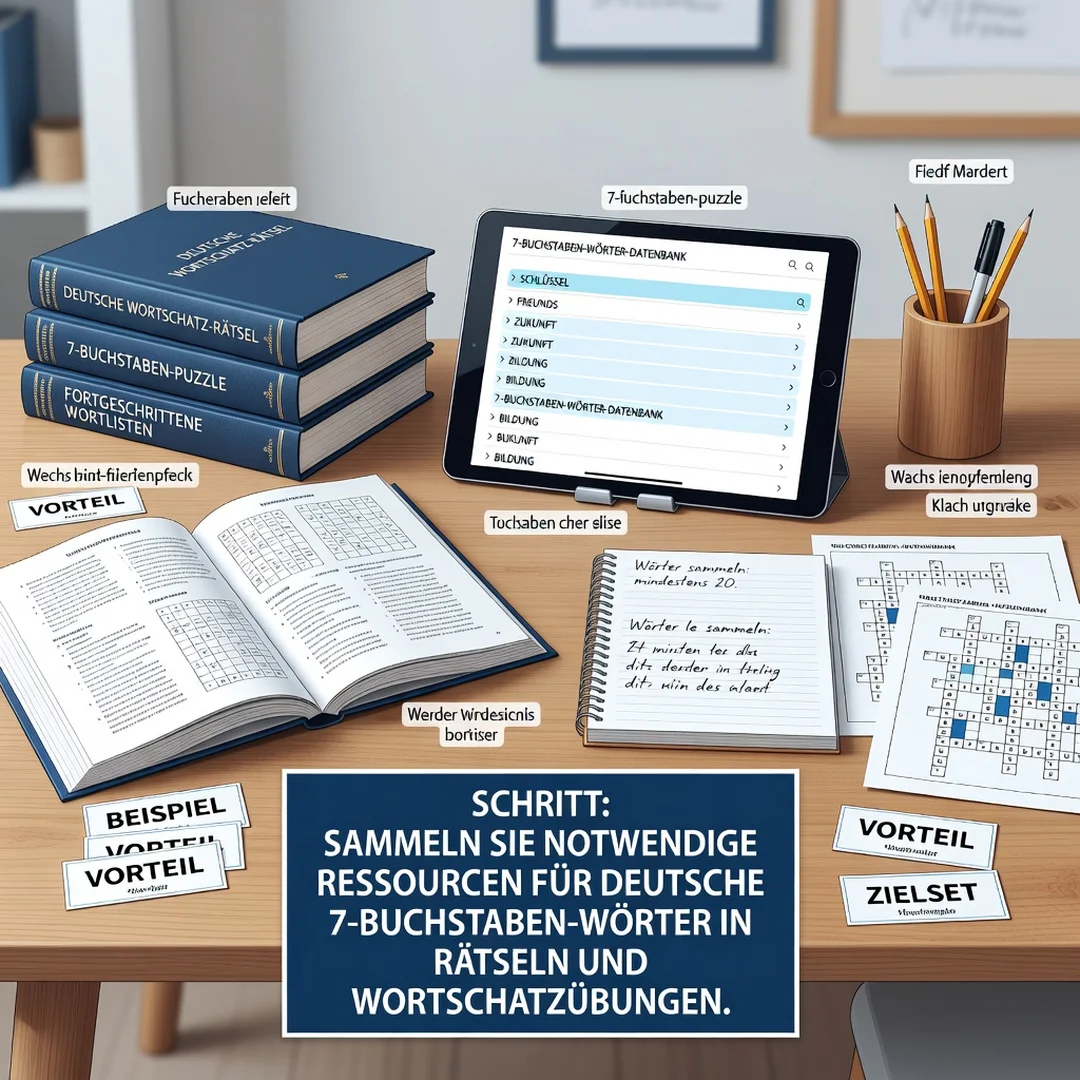 Step 4: Illustration for step: Gather necessary resources related to German 7-Letter Words for Puzzles and V
