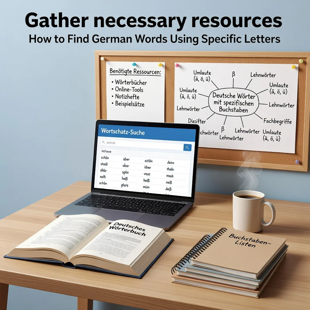 Step 4: Illustration for step: Gather necessary resources related to How to Find German Words Using Specific