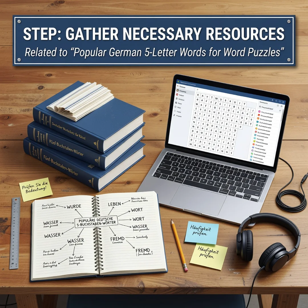 Step 4: Illustration for step: Gather necessary resources related to Popular German 5-Letter Words for Word