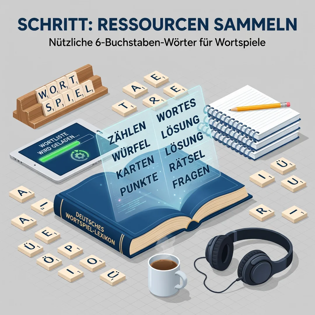 Step 4: Illustration for step: Gather necessary resources related to Useful German 6-Letter Words for Word G
