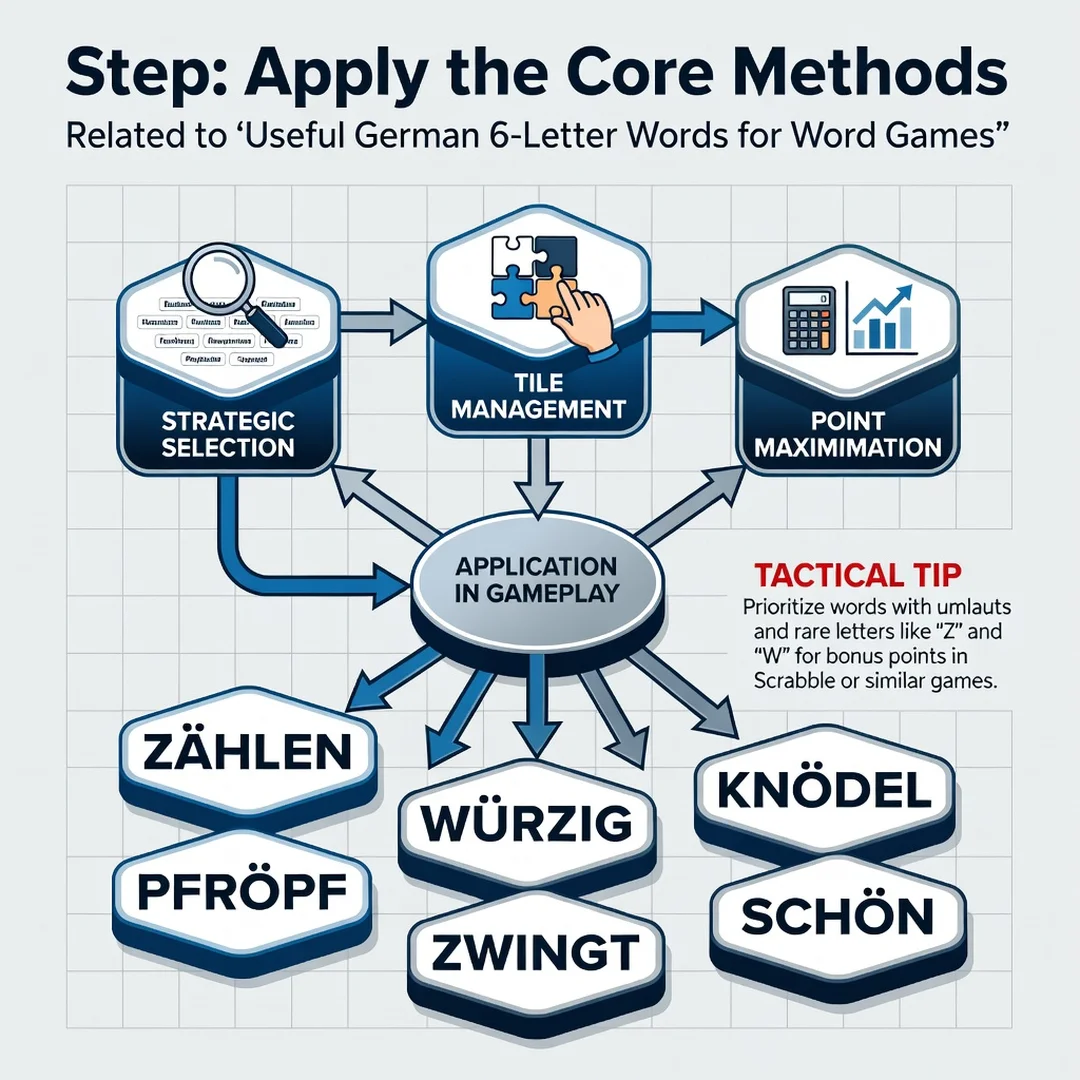 Step 5: Illustration for step: Apply the core methods related to Useful German 6-Letter Words for Word Games