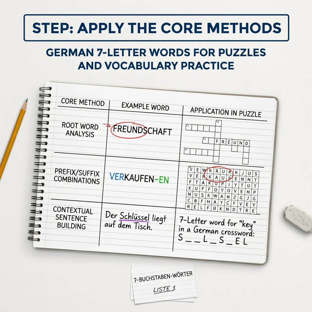 Step 5: Illustration for step: Apply the core methods related to German 7-Letter Words for Puzzles and Vocab