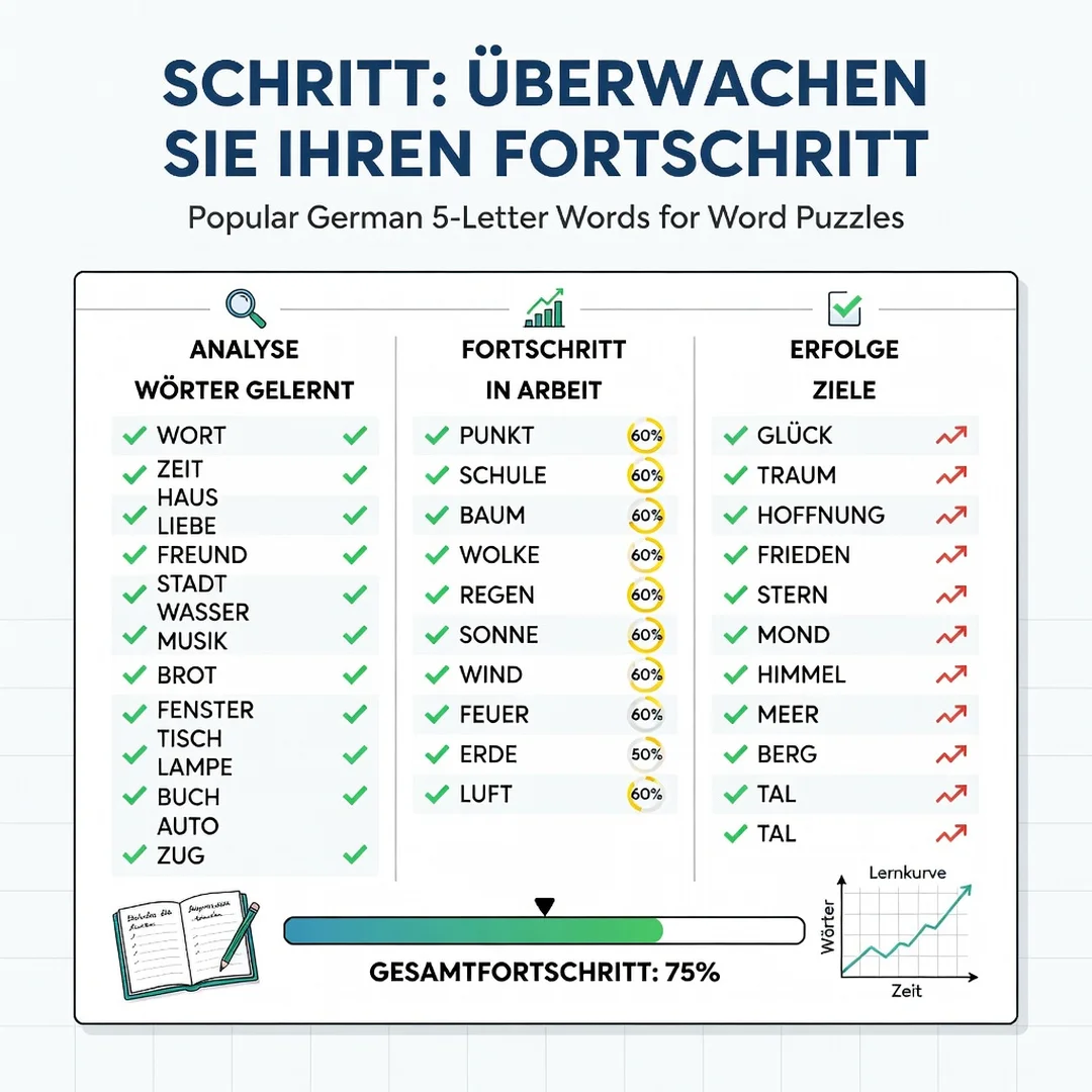 Step 6: Illustration for step: Monitor your progress related to Popular German 5-Letter Words for Word Puzzl