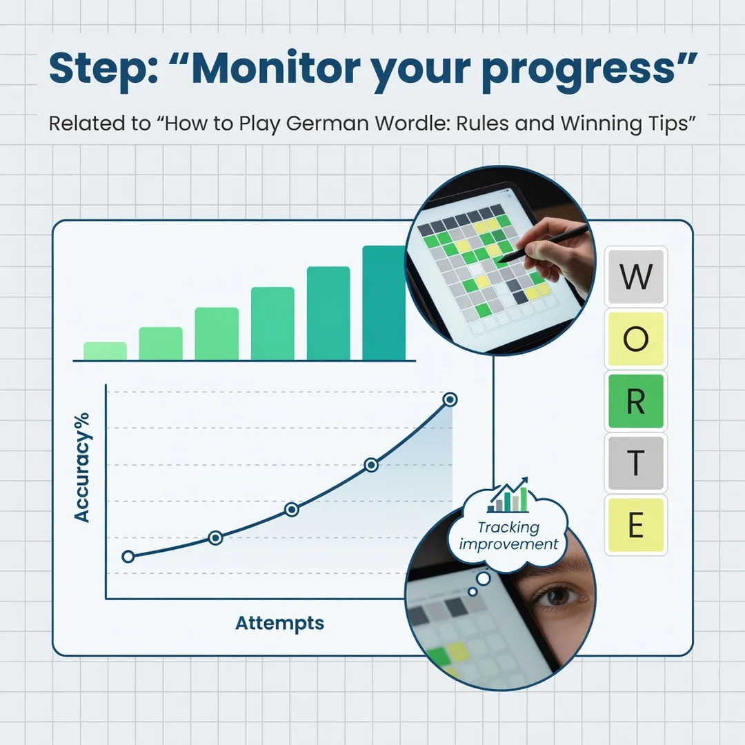 Step 6: Illustration for step: Monitor your progress related to How to Play German Wordle: Rules and Winning