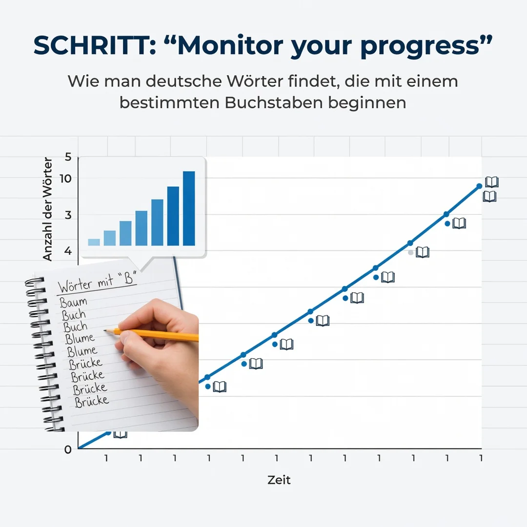 Step 6: Illustration for step: Monitor your progress related to How to Find German Words Starting With a Spe
