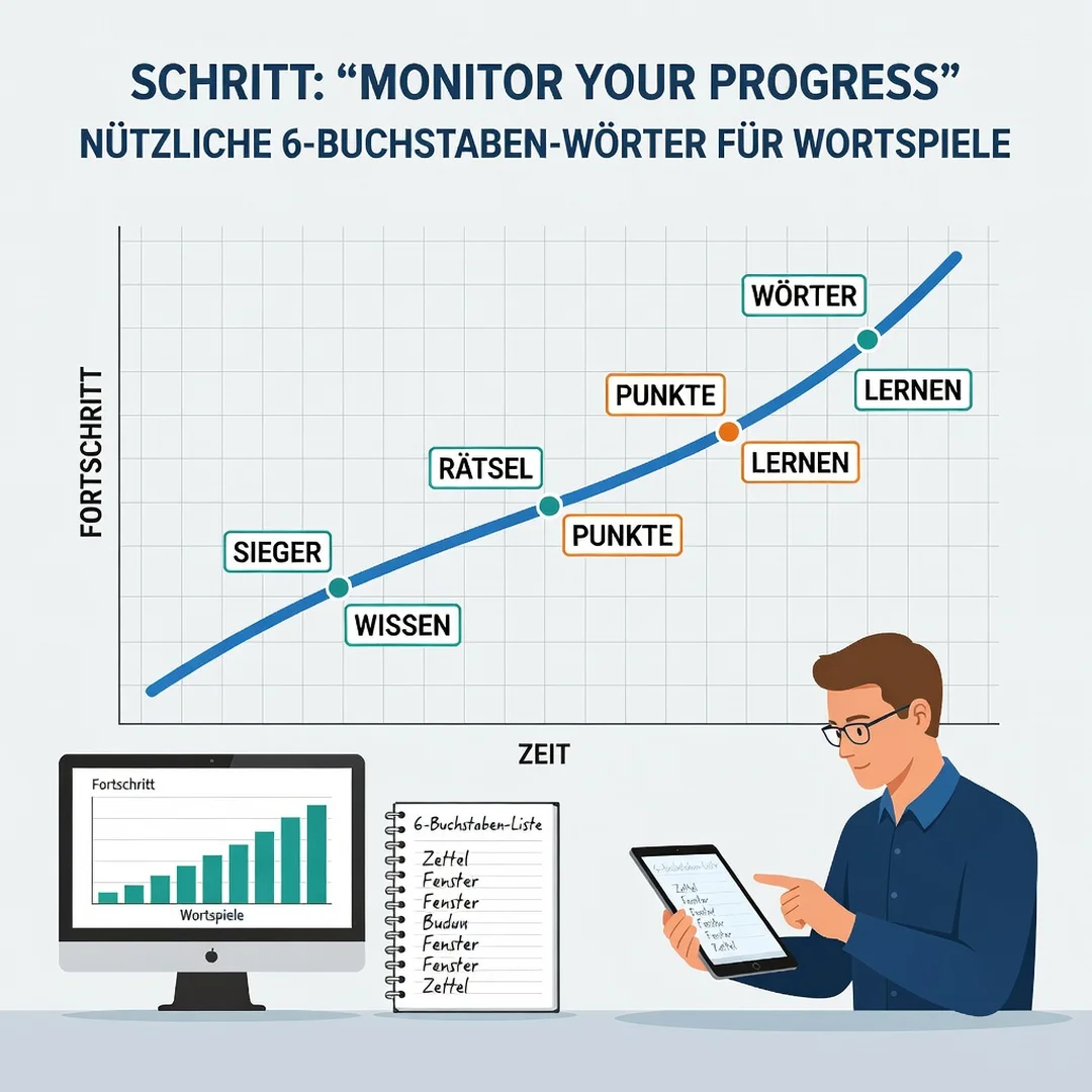 Step 6: Illustration for step: Monitor your progress related to Useful German 6-Letter Words for Word Games,