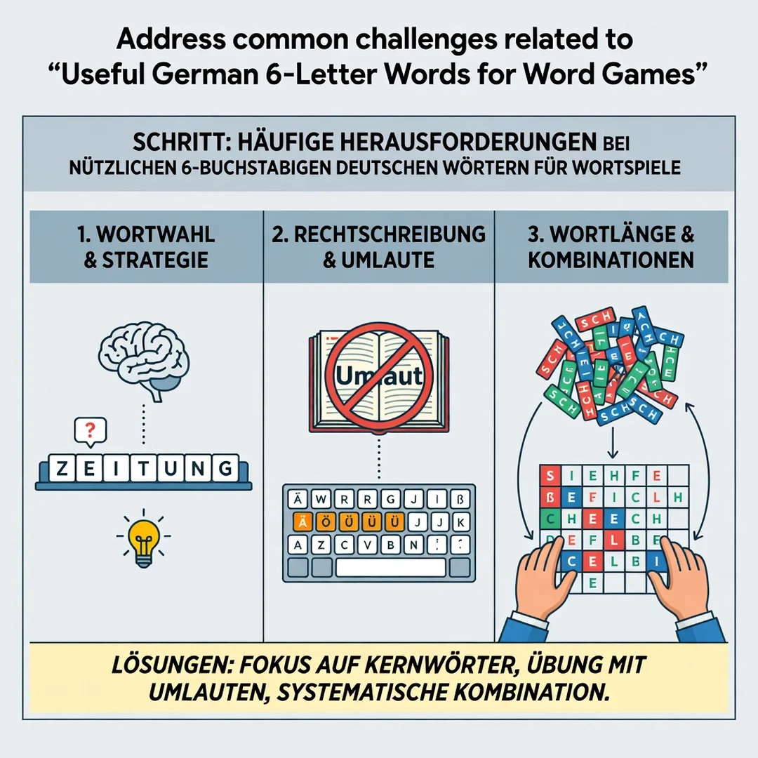 Step 7: Illustration for step: Address common challenges related to Useful German 6-Letter Words for Word Ga