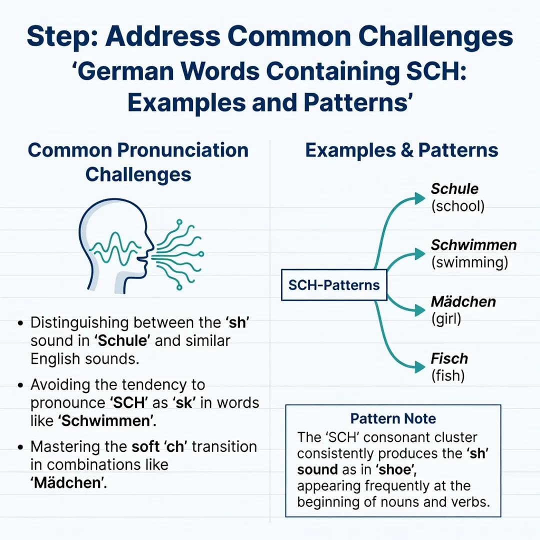 Step 7: Illustration for step: Address common challenges related to German Words Containing SCH: Examples an