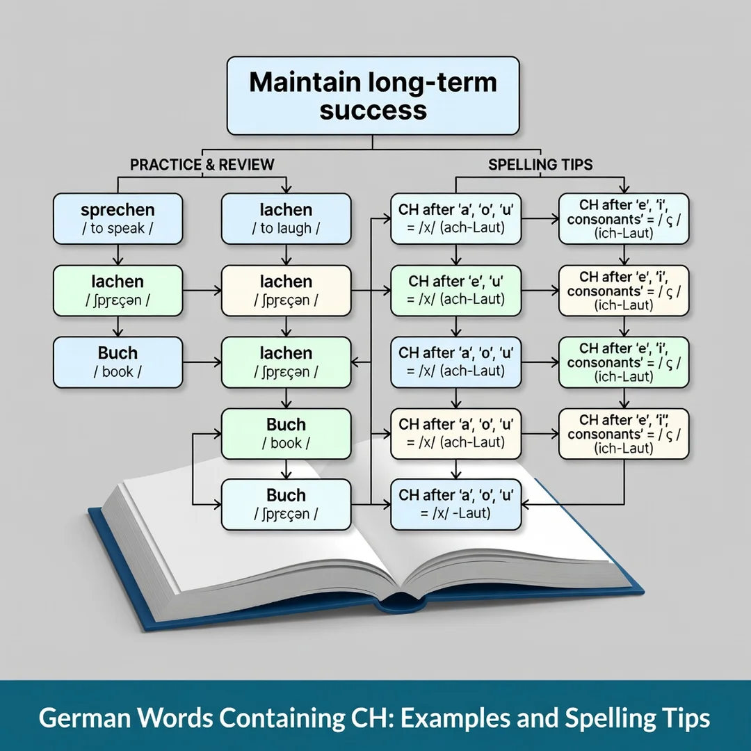 Step 8: Illustration for step: Maintain long-term success related to German Words Containing CH: Examples an