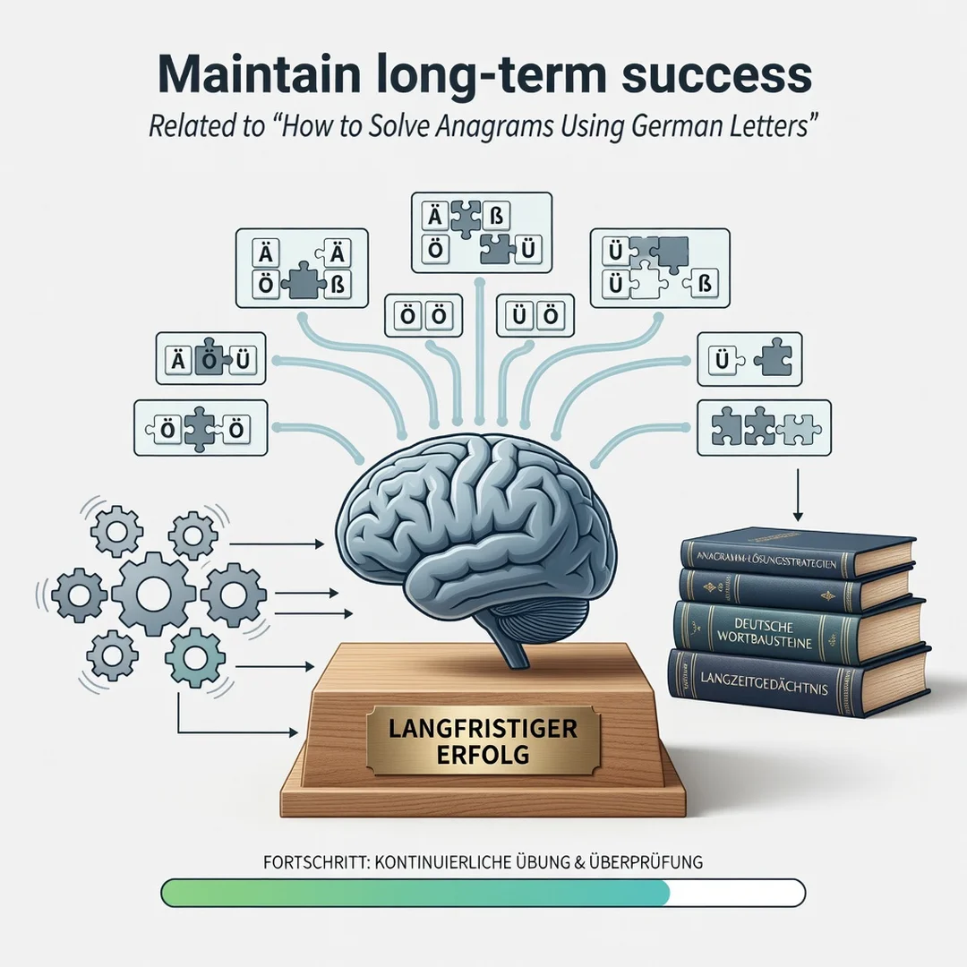 Step 8: Illustration for step: Maintain long-term success related to How to Solve Anagrams Using German Lett