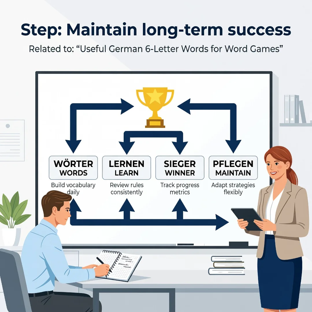Step 8: Illustration for step: Maintain long-term success related to Useful German 6-Letter Words for Word G
