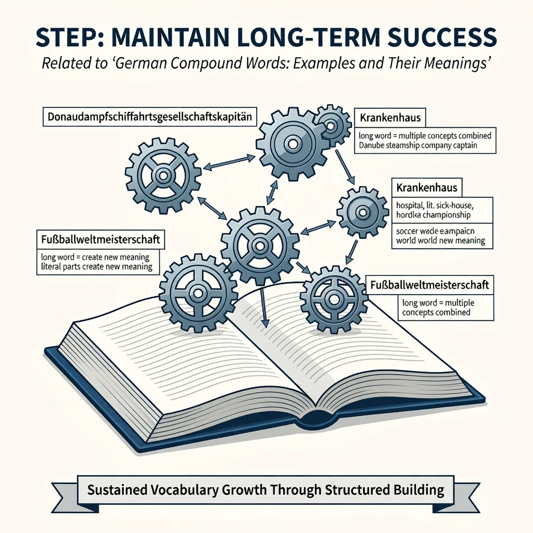 Step 8: Illustration for step: Maintain long-term success related to German Compound Words: Examples and The